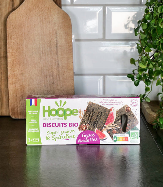 Hazelnut, Fig & Spirulina Snack biscuits, Organic