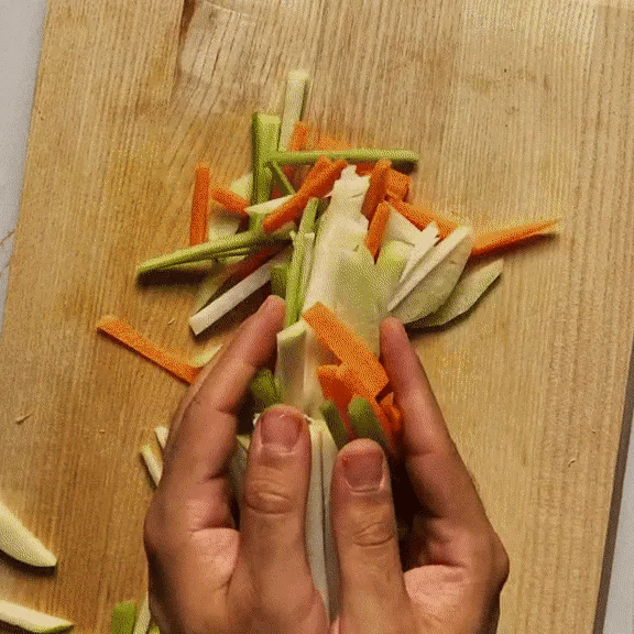 Preparing coleslaw for pulled pork sandwich